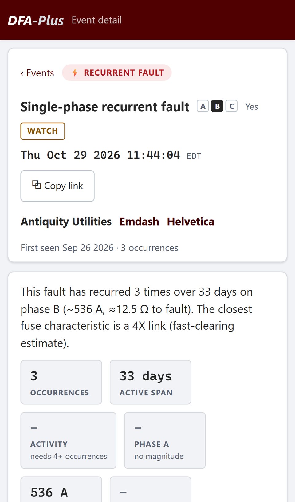 A recurrent fault report on a phone